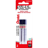 Pentel - Recharges pour portemines, 0,5 mm, qualité HB, 2 paquets de 12 mines-0,5 mm