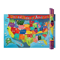Round World Products Carte des États-Unis pour enfants, 24" x 36"-Apportez de la couleur et du plaisir au mur de votre enfant avec cette belle carte des États-Unis