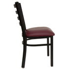 Chaise de restaurant HERCULES en acier à traverses horizontales, noir, siège en vinyle bourgogne (XUDG694BLADBURV)-Conception à dossier échelle