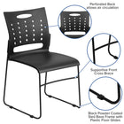 Flash Furniture - Chaise empilable noire de la série HERCULES à base traîneau d'une capacité de 881 lb avec dossier ventilé-Ensemble de 5 chaises empilables polyvalentes