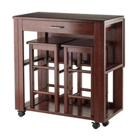 Winsome – Ensemble gagne-place Fremont, chariot de cuisine avec 2 tabourets, noyer (94331)-Chariot de cuisine avec tabourets