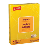 Staples – Papier à copies de couleur Brights, format lettre, 8 1/2 po x 11 po, jaune, rame/500-Pour les imprimantes laser et à jet d’encre
