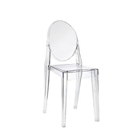 Plata Import – Chaise transparente sans accoudoirs Ghost, fini transparent (PC-448-CLEAR)-Chaise pour table à manger