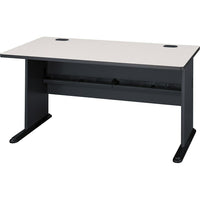 BushMD – Bureau 60 po de la collection Cubix, fini gris ardoise/spectre blanc-Surface de travail en mélamine de qualité commerciale de 1 po d'épaisseur, bords en PVC