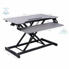 Rocelco - Rehausseur de bureau réglable assis/debout de 31,5 po avec tapis anti-fatigue - Gris-Il suffit de fixer le plateau de clavier à connexion rapide.