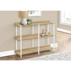 Monarch Specialties - 2222 Table D'Appoint 48 po L - Console Naturel/Metal Blanc-3 tablettes identiques fournissant une piece d'affichage symetrique