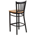 Flash Furniture - Tabouret de bar de la série HERCULES en métal noir à dossier vertical - siège en bois naturel-Siège en contreplaqué épais de 0,625 po