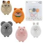 Merangue - Gommes à Effacer Animaux Trapus - Paquet de 5-Dispose de gommes assorties sur le thème des animaux  - dessins de koala, de lapin, de cochon et de 2 chats