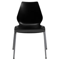 Flash Furniture - Chaise empilable noire de la série HERCULES d’une capacité de 770 lb avec soutien lombaire et cadre argenté-Ensemble de 5 chaises empilables polyvalentes