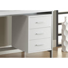 Monarch Specialties - 7046 Bureau 60 po L - Metal Argent/Blanc-Ce bureau polyvalent de 60 pouces de long présente une configuration réversible pour une installation à gauche ou à droite et un plateau épais facile à nettoyer pour votre ordinateur portable, votre bureau ou vos accessoires d'écriture.