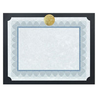 St. James – Porte-document de présentation pour cartes/certificat Elite Medallion, lin noir avec médaillon or, paq./25-Luxueux médaillon en or gaufré en relief
