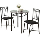Monarch Specialties - 3065 Ens Salle A Manger 3 pièces - Metal & Marbre Gris-Cette table ronde est dotée d'une surface solide de couleur gris marbré et de pattes robustes en métal de couleur charbon