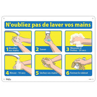 Zenith - Enseigne avec pictogramme - N'oubliez pas de lavez vos mains - 14" x 20" - Aluminium-N'oubliez pas de lavez vos main