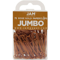 JAM Paper – Trombones géants multicolores, grand, rose doré, 75/paquet (21832059)-Taille : 2 po (grand/géant)