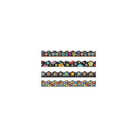 Trend Enterprises - Bordure ondulée Terrific, prématernelle à 3e secondaire, 4 couleurs vives sur fond noir, 96/paquet (T-92919)-Taille : 39 long. (pi) x 2 1/4 larg. (po)
