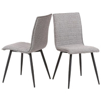 Cathay Importers Gris tissu chaise noir acier jambes, ensemble de 2-Parfait pour la salle à manger, bureau et chaise d'appoint