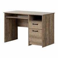 South Shore - Tassio Bureau de travail Chêne vieilli-TIRETTE À CLAVIER: en plus de la grande surface de ce meuble, vous disposerez aussi d’une tirette à clavier. Vous pourrez y relaxer vos avant-bras et libérer un peu votre surface de travail!
