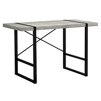 Monarch Specialties - 7316 Bureau 48 po L - Faux Bois Gris/Metal Noir-Bureau d'ordinateur d'inspiration industrielle avec un dessus de bureau à panneaux épais au fini faux bois récupéré gris