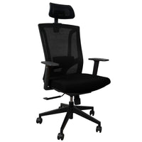 AnthroDesk - La Chaise Ergonomique à Dossier Haut - Noire-Support dorsal moderne en maille noire avec un siège rembourré noir confortable