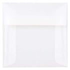 JAM Paper Enveloppes carrées en papier vélin translucide avec fermeture gommée, 5 x 5 po, clair, pqt/100-Transparent