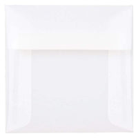 JAM Paper Enveloppes carrées en papier vélin translucide avec fermeture gommée, 5 x 5 po, clair, pqt/100-Transparent