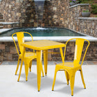 Flash Furniture – Ensemble avec table et 2 chaises empilables, intérieur/extérieur, métal, jaune (CH31330230YL)-L'ensemble comprend une table et 2 chaises