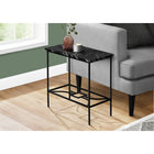Monarch Specialties - 2074 Table D'Appoint - 22 po H/Marbre Noir/Metal Noir-La base en metal noir robuste offre de la stabilite et a des pieds ronds pour un look elegant