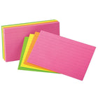 Cartes ligné Oxford Glow Index 4" x 6", assorties-Ajoutez une touche de couleur pour étudier le temps en rose fluo, orange, jaune et vert