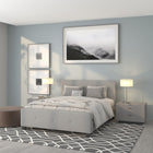 Flash Furniture - Grand lit plateforme tapissier capitonné Tribeca - tissu gris clair-Revêtement en tissu gris clair