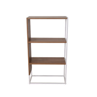 Bibliothèque à 3 tablettes de la collection Milo-Placage stratifié 3D et cadre en métal thermolaqué blanc  d'allure industrielle