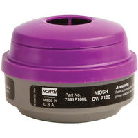 Honeywell - Cartouches Pour Respirateur Série N De North Cartouche Gaz/Vapeur, Vapeurs Organiques/P100, paquet de 6-Description du filtre/de la cartouche Vapeurs organiques/P100