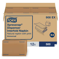 Tork - Universal Xpressnap Serviettes distributrices à impression écologique - Naturel - Paquet de 12-Idéal pour les établissements à forte fréquentation qui se soucient du coût d'utilisation