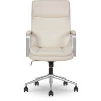 Elle Décor - Fauteuil de bureau Ellegant IVY - 25 1/2 po l x 29 po P x 40 3/4 po à 44 1/2 po H - Ivoire-PU ultra souple en couleur d'ivoire des Alpes