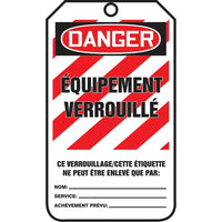 Accuform Signs - Étiquettes De Verrouillage, Plastique, 3-3/8po La X 5-7/8po H, Français, paquet de 25-Hauteur 5-7/8po