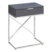 Monarch Specialties - 3474 Table D'Appoint - 24 po H/Gris/Metal Chrome-Dessus de table rectangulaire spacieux fini en gris
