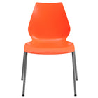 Flash Furniture - Chaise empilable orange de la série HERCULES d’une capacité de 770 lb avec soutien lombaire et cadre argenté-Ensemble de 5 chaises empilables polyvalentes