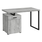 Monarch Specialties - 7763 Bureau 48 po L - Gris Orientation Gauche Ou Droite-Bureau d'ordinateur moderne fini faux bois gris avec 1 tiroir, 1 armoire de rangement et dessus flottant