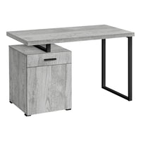 Monarch Specialties - 7763 Bureau 48 po L - Gris Orientation Gauche Ou Droite-Bureau d'ordinateur moderne fini faux bois gris avec 1 tiroir, 1 armoire de rangement et dessus flottant