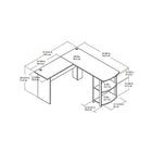 Dorel - Bureau en L avec rangement au côté, chêne Sonoma et blanc-Grande surface et deux tablettes ouvertes