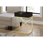 Monarch Specialties - 3476 Table D'Appoint - 24 po H/Espresso/Metal D'Or-Un grand tiroir avec une poignée simple et discrète en métal doré