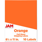 JAM Paper - Étiquettes d'expédition papier autocollant pleine page - 8 1/2 po x 11 po - Orange - Paquet de 10-Emballage anglais seulement