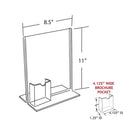 Azar Displays – Porte-affiche vertical recto verso sur pied, brochures, 11 x 8,5 po, acrylique, transparent, 10/pqt (252045)-Dimensions du porte-brochures : 4 haut. x 4 1/8 larg. x 1 1/4 prof. (po)