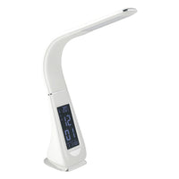 Eglo - Cognoli Lampe de Bureau DEL avec Interrupteur Tactile, Fini Blanc Et Chrome, Inclus Horloge Digital (20 po)-Lampe de Bureau