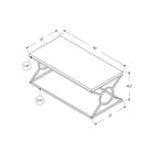 Monarch Specialties - 3400 Table De Salon - Blanc Lustre Avec Metal Chrome-Table basse polyvalente à placer dans le salon, la salle familiale ou le bureau