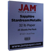 JAM Paper - Papier métallique Stardream 32 lb, 8,5 x 11 po, bleu saphir, paq./100-Stardream, bleu saphir