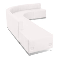 Flash Furniture – Alon Series ZB803610SWH, ensemble de réception 5 pièces, cuir, blanc-Revêtement doux en cuir blanc.