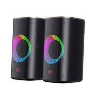 Havit - Haut-parleurs de barre de son pour ordinateur HP 3D Surround - Alimentés par USB, éclairage RVB, entrée audio stéréo 3,5 mm-Lumières RVB dynamiques