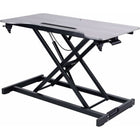 Rocelco - Rehausseur de bureau réglable assis/debout de 31,5 po avec tapis anti-fatigue - Gris-Dispose d'un emplacement de 10,5 pouces de large pour une tablette ou un téléphone.