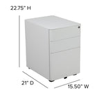 Flash Furniture Classeur à verrouillage Mobile à 3 tiroirs avec tiroir suspendu-blanc (HZCHPL01W)-Conçu pour s'adapter sous la plupart des tables et des bureaux