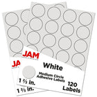 JAM Paper Sceaux autocollants ronds, 1 2/3 po dia., blanc, 2 paquets de 120 (3147612193g)-Blanc